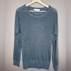 Loft Gray & Silver Shimmer Metallic Lightweight Wool Blend Sweater Size Medium